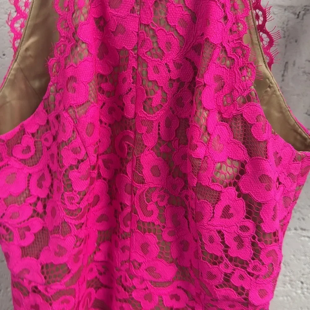 Trina Turk HOT Pink Halter Dress - Lace - NWOT - Size 8 Never Worn - Zip Back